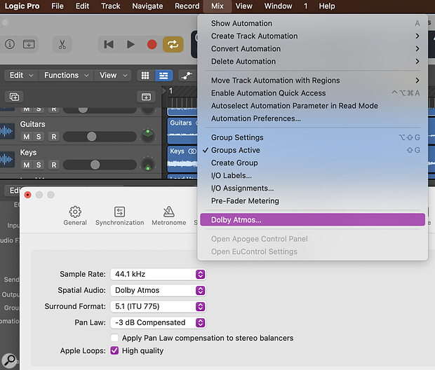 Setting up Logic Pro for Atmos mixing is simple.