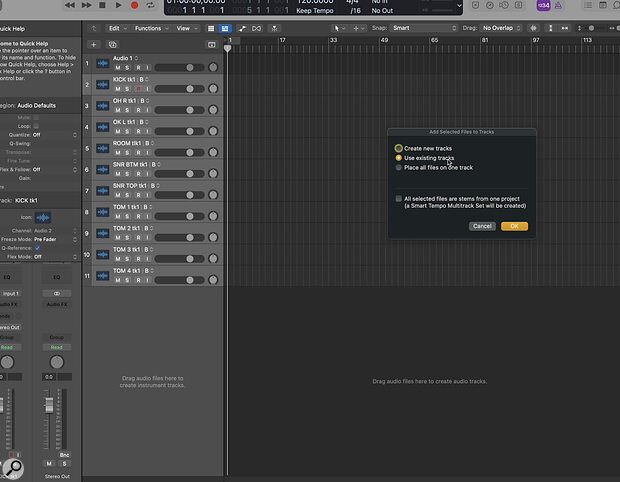 Screen 3: Importing audio to a Track Alternative.