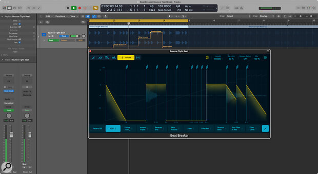 Beat Breaker is an audio effect that takes an incoming signal and slices, rearranges and otherwise mangles it. You can store multiple patterns, and automate switching between them.