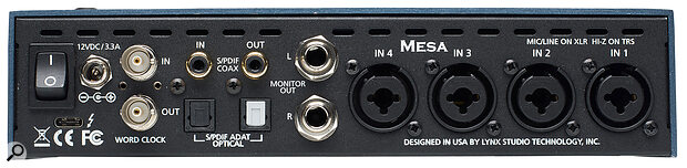 The Mesa features four analogue inputs, all with preamps and all capable of accepting DI guitar signals.