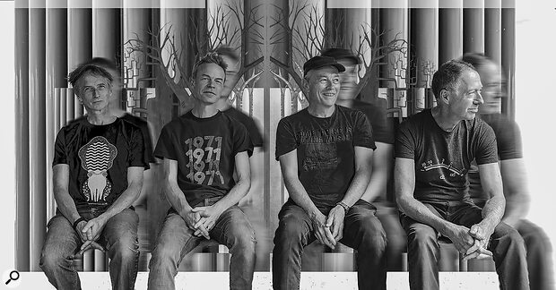 Ember Rev are, from left, Chris Peckham (accordion), Dan Ecclestone (vocals and guitar), David Youngs (drums and electronics) and Dom Hall‑Smith (bass guitar).