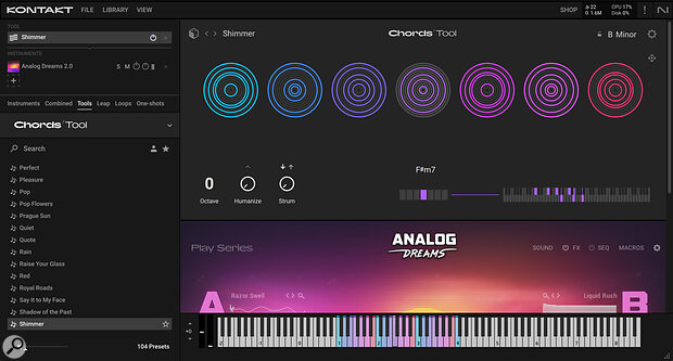 The new Chords Tool embeds chord triggering directly within Kontakt for use with any of your installed libraries.