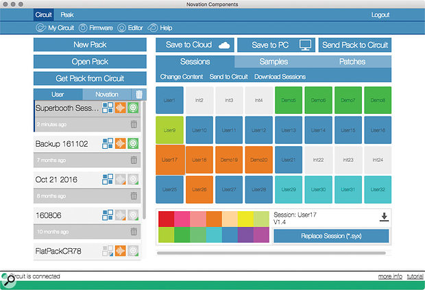 Back-up and loading of project and patch banks is handled by Components, available as a web interface or stand-alone app.