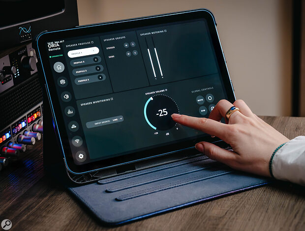 Although the ORIA Mini has no physical monitor controls, an iPad or Streamdeck can be used as a remote control to adjust volume and other parameters.