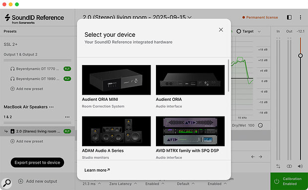 Once you’ve measured your space, the Export Preset to Device option in SoundID allows the profile to be transferred directly to the ORIA Mini.