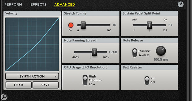 The Advanced tab settings.