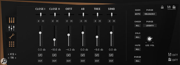 MA2 was recorded from multiple microphone positions. All patches have Tree, Surround and A/B positions, with Close I, Close II and M-S available on selected patches.