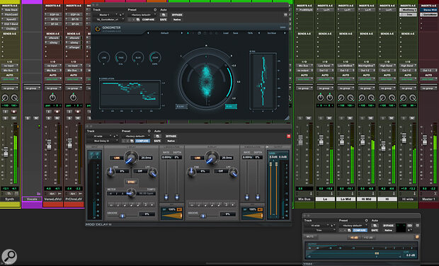 Combine Multiband Splitter with a short delay on the high‑frequency band, with one side polarity‑inverted, for some mono‑friendly stereo widening. Combine Multiband Splitter with a short delay on the high‑frequency band, with one side polarity‑inverted, for some mono‑friendly stereo widening.