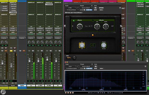 Chorus effects can be a bit much across the full bandwidth of a signal, but applied only to a select frequency band, the results can be much subtler. Chorus effects can be a bit much across the full bandwidth of a signal, but applied only to a select frequency band, the results can be much subtler.
