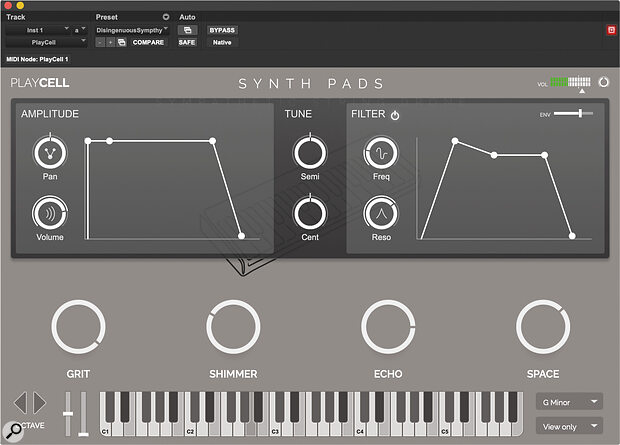 Advanced view gives you access to the amp and filter envelopes.