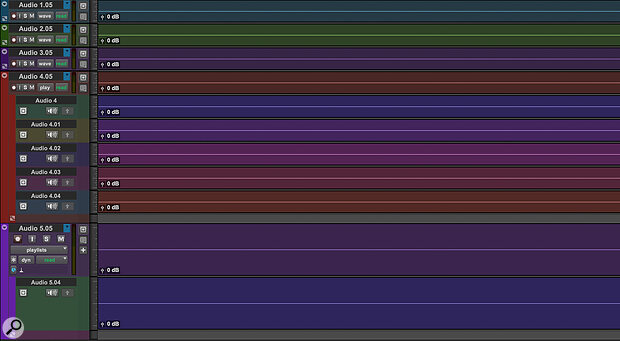 Pro Tools will automatically number your playlists in order — and will maintain the correct naming scheme even if you add tracks to a group that already has playlists.