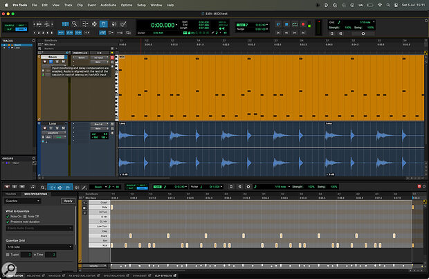 The MIDI Operations window replaces the old Event Operations menu, and brings together a host of useful MIDI tools. It can be opened as a floating window (see above), or within the docked MIDI Editor (shown here).