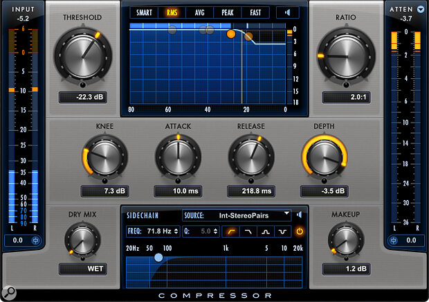 The Depth control on Avid’s Pro Compressor allows you to set a maximum amount of gain reduction.