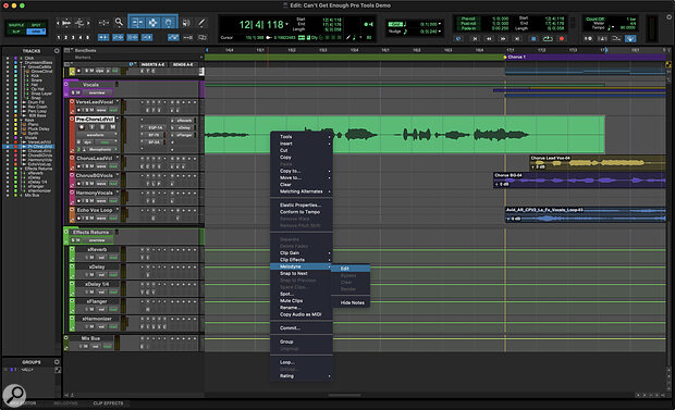 To Melodyne a specific clip, simply right‑click it and select Edit from the Melodyne sub‑menu.