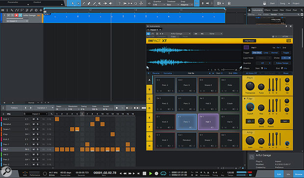 The Atom works well with Studio One's Impact XT instrument.