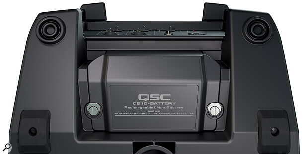 The battery compartment on the underside of the speaker houses an optional lithium‑ion battery for mains‑free operation.