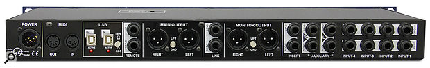 The KL‑8 has a multitude of I/O. Four stereo analogue sources can be accommodated (five if you include the stereo aux return), as can a stereo source from a computer, with a second USB port present for redundancy. Outputs include the stereo mix, monitor outs and a stereo aux send.