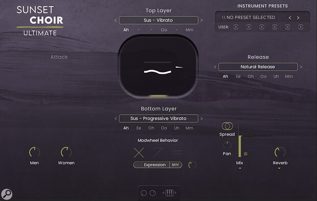 The Mix setting lets you control spread and pan. The Reverb control allows you to go from absolutely dry to full cathedral.