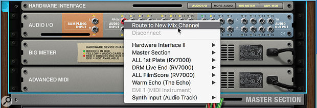 Screen 2: If you prefer, instruments can route directly into the Rack or Mixer instead of an audio track.