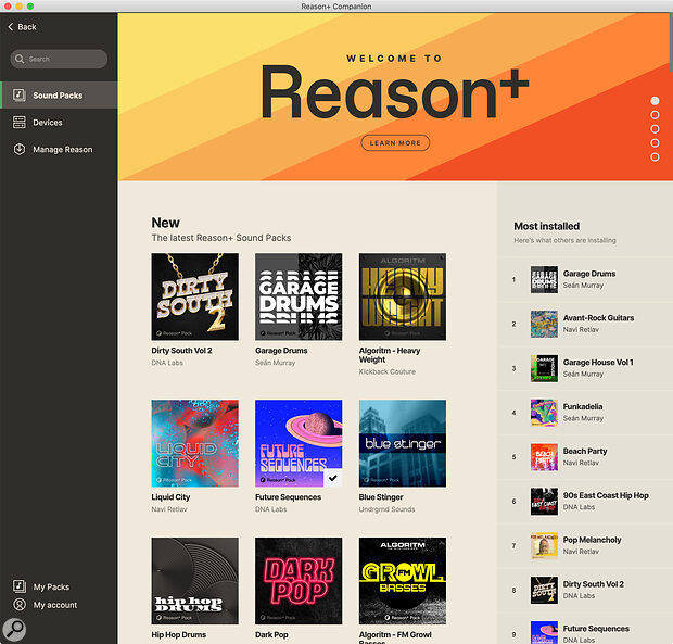 Reason+ Companion is a new hub app for managing your devices and sound packs.