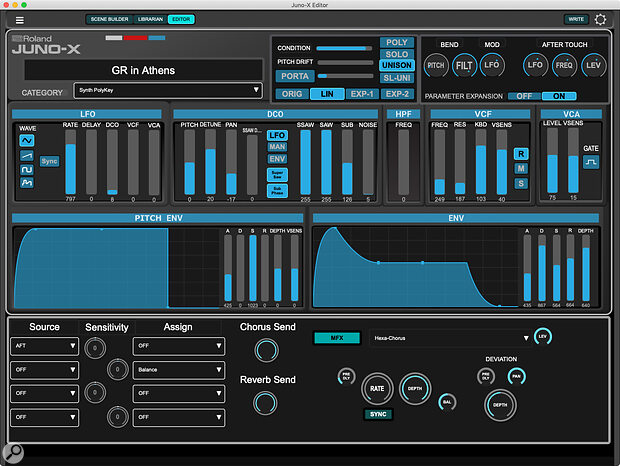 Roland Juno‑X Editor.