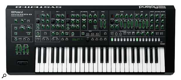 Although some users may prefer an extra octave, the System 8’s 49-note keyboard gives it a relatively compact size of 881 x 364 x 109mm.