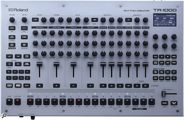 The panel is similar to the TR‑8S, but the display and encoders offer much easier editing.
