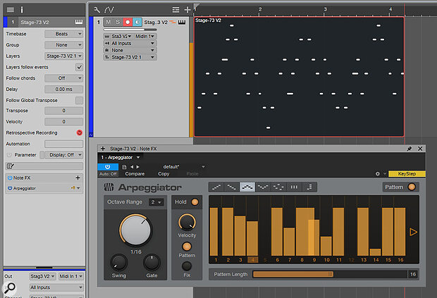 By default, Studio One will record your MIDI notes as played, so that when you play back a recording, the Note FX will process your notes again in real time. However, you can record the output from the Note FX by changing the input mode.