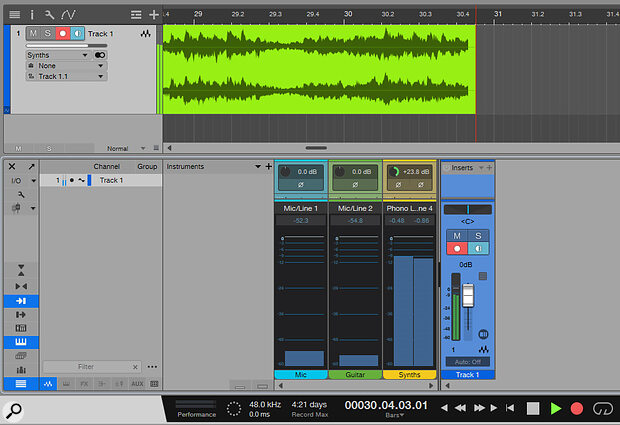 When you record audio, Studio One will create an ‘event’ for it to live in, which you can then edit.