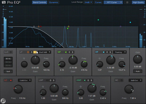 The Pro EQ plug‑in now lets you solo your shelving bands, as well as the parametric ones.