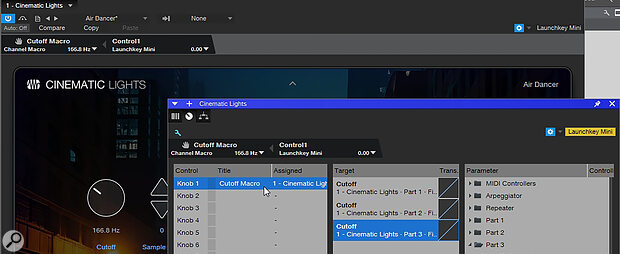 If you map a MIDI CC to a front‑panel control, it will only adjust the first layer. To map a controller to another layer’s parameter, you need to create a macro in the Channel Editor.