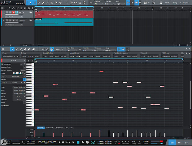 The right-hand side of this sequence shows the results of applying a  Fill With Notes Action.