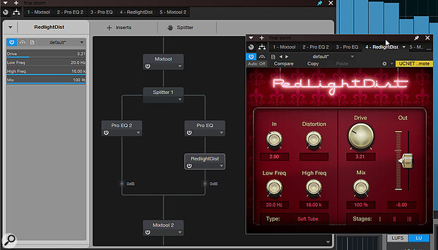 Adding distortion to the Sides of a mix, while leaving the Mid intact.