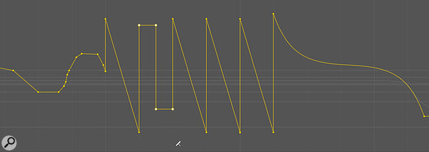 In Studio One, you can input automation in a number of ways: by adjusting a parameter in real time, using the freehand draw tool, or by selecting wave shapes.