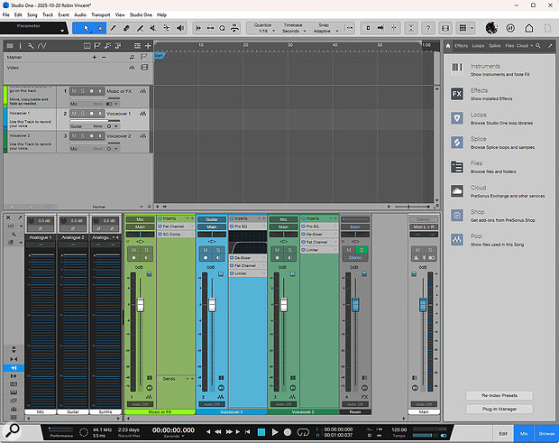 The Create Content template will load up a new session with everything you need to produce a two‑person podcast with music.