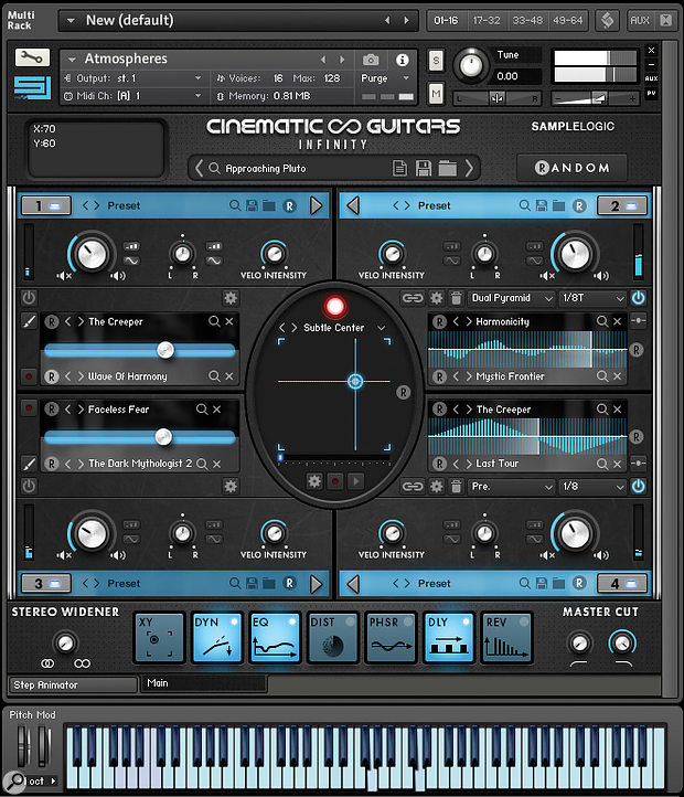 The Kontakt front–end looks busy, but it does provide a  huge array of creative options.