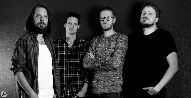 For many years, the Softube staff comprised only four people, all of whom had an active role in product development. From left: Niklas Odelholm, Torsten Gatu, Arvid Rosén and founder Oscar Öberg.