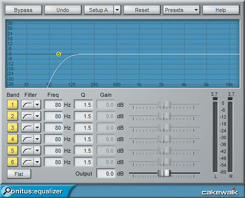 Here, the Sonitus EQ is set up as a pop filter using multiple stacked high-pass curves.