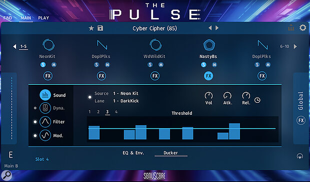 The Pulse’s feature set includes a very neat Ducker option for easy side‑chain compression.