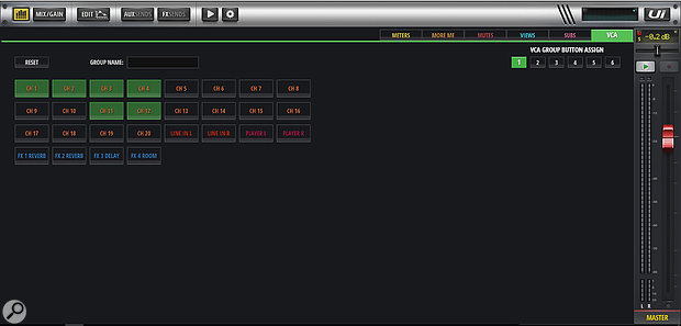 The easy method of assigning channels to various groups via the meters screen.