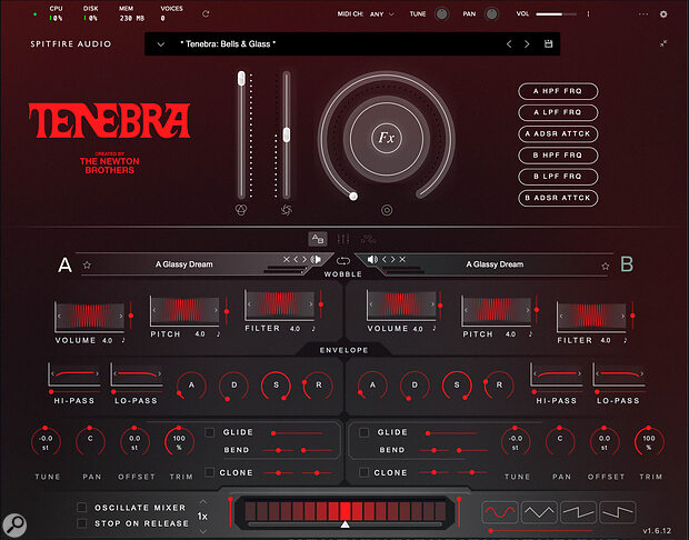 The FX knob at the top can be configured to control multiple parameters. Alt+right‑click on any parameter to assign it to the knob.