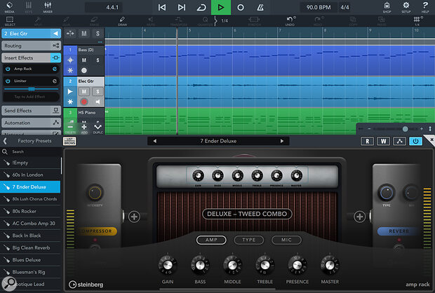 Cubasis 3.8’s impressive feature list now includes a full virtual guitar rig plug‑in in Amp Sim.
