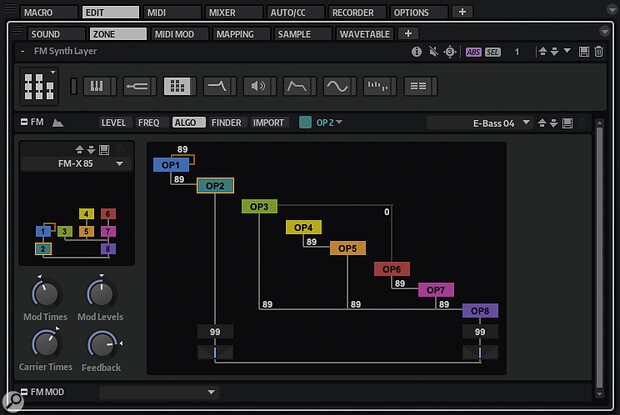 The FM Zone includes a huge range of algorithm presets and also lets you design your own.