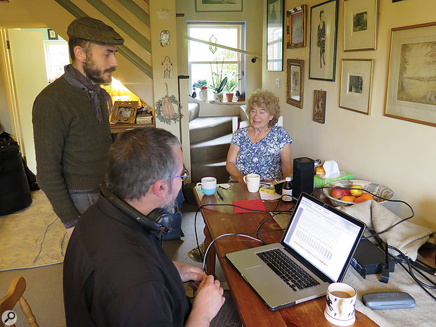 Shirley Collins’ small cottage in Lewes was the venue for all the recordings. The singer discusses tactics with Ossian Brown (left) and Stephen Thrower.