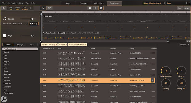 The Bandmate page lets your virtual pianist interact with your other EZ band members or audio/MIDI performances from other sources.