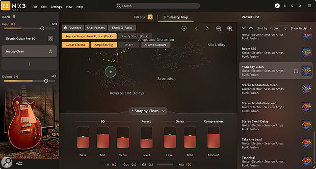 Providing you have the guitar skills, the Session Amps Funk Fusion EZmix 3 preset expansion can provide plenty of guitar tones for your next fusion project.