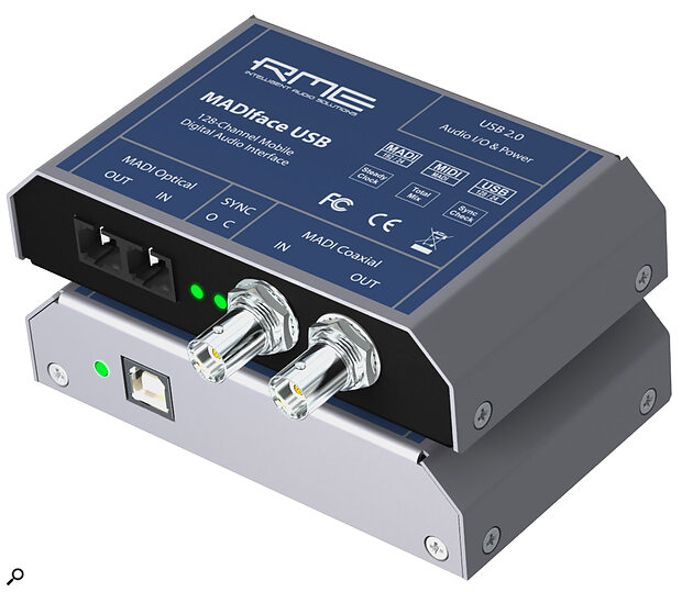 Thanks to its use of custom hardware and drivers, RME’s MADIface USB can provide 64 inputs and outputs at base sample rates over USB 2.