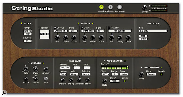 Panel A contains the more traditional controls for fine-tuning your sounds, including multi-effects.