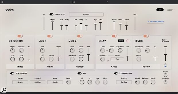 AIR Music Technology Sprite multi-effects plug-in distortion flanger chorus delay reverb pitch-shifter