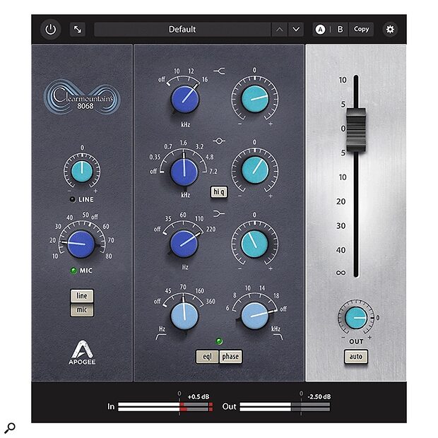 Apogee Clearmountain's Neve 8060 analogue console preamp EQ plug-in